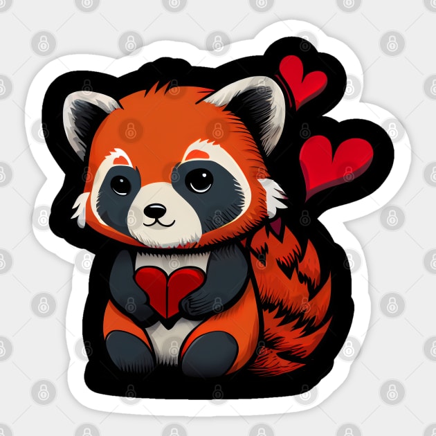 Valentine Red Panda Sticker by pako-valor